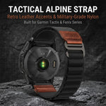 Cinturino per orologio in nylon Alpine con etichetta in ecopelle vegana stile retrò., For Gamin 20mm