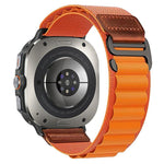 Cinturino per orologio in nylon Alpine con etichetta in ecopelle vegana stile retrò., For Samsung Galaxy Watch Ultra 47mm / Ultra 2025