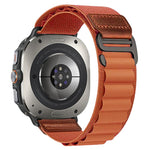 Cinturino per orologio in nylon Alpine con etichetta in ecopelle vegana stile retrò., For Samsung Galaxy Watch Ultra 47mm / Ultra 2025