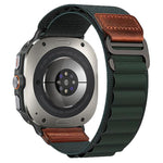 Cinturino per orologio in nylon Alpine con etichetta in ecopelle vegana stile retrò., For Samsung Galaxy Watch Ultra 47mm / Ultra 2025