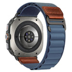 Cinturino per orologio in nylon Alpine con etichetta in ecopelle vegana stile retrò., For Samsung Galaxy Watch Ultra 47mm / Ultra 2025