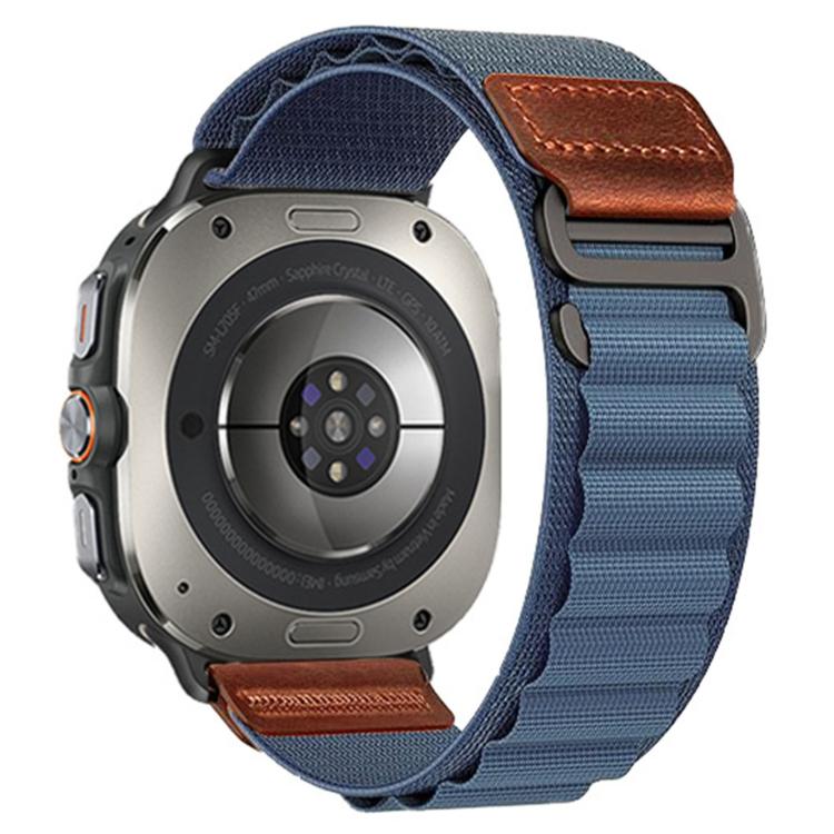 Cinturino per orologio in nylon Alpine con etichetta in ecopelle vegana stile retrò., For Samsung Galaxy Watch Ultra 47mm / Ultra 2025