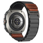 Cinturino per orologio in nylon Alpine con etichetta in ecopelle vegana stile retrò., For Samsung Galaxy Watch Ultra 47mm / Ultra 2025
