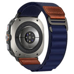 Cinturino per orologio in nylon Alpine con etichetta in ecopelle vegana stile retrò., For Samsung Galaxy Watch Ultra 47mm / Ultra 2025