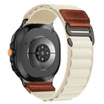 Cinturino per orologio in nylon Alpine con etichetta in ecopelle vegana stile retrò., For Samsung Galaxy Watch8 / Watch8 Classic