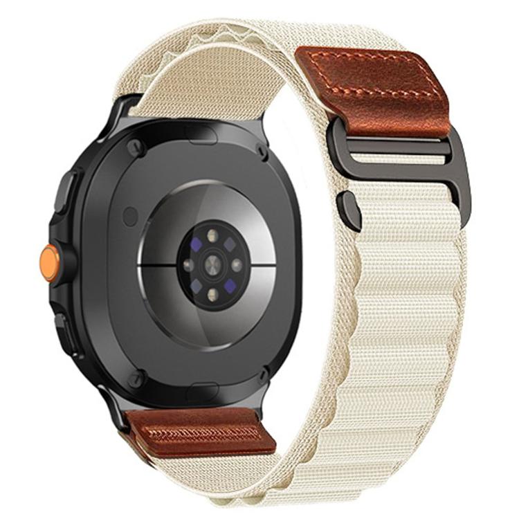 Cinturino per orologio in nylon Alpine con etichetta in ecopelle vegana stile retrò., For Samsung Galaxy Watch8 / Watch8 Classic
