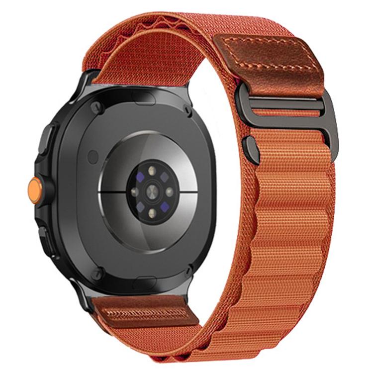 Cinturino per orologio in nylon Alpine con etichetta in ecopelle vegana stile retrò., For Samsung Galaxy Watch8 / Watch8 Classic