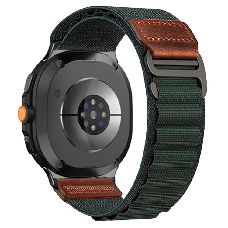 Cinturino per orologio in nylon Alpine con etichetta in ecopelle vegana stile retrò., For Samsung Galaxy Watch8 / Watch8 Classic