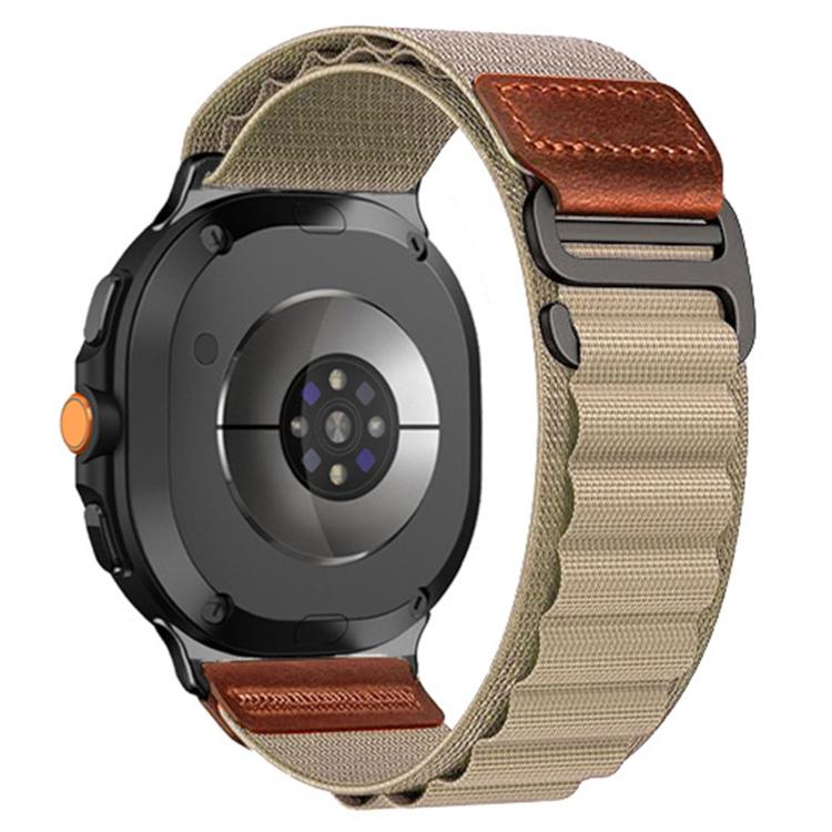 Cinturino per orologio in nylon Alpine con etichetta in ecopelle vegana stile retrò., For Samsung Galaxy Watch8 / Watch8 Classic