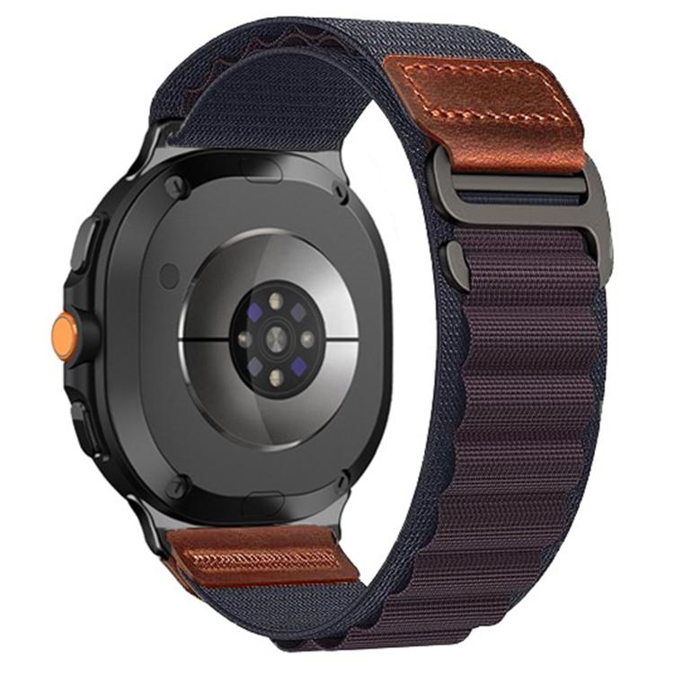 Cinturino per orologio in nylon Alpine con etichetta in ecopelle vegana stile retrò., For Samsung Galaxy Watch8 / Watch8 Classic