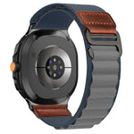 Cinturino per orologio in nylon Alpine con etichetta in ecopelle vegana stile retrò., For Samsung Galaxy Watch8 / Watch8 Classic