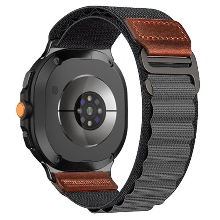 Cinturino per orologio in nylon Alpine con etichetta in ecopelle vegana stile retrò., For Samsung Galaxy Watch8 / Watch8 Classic