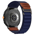 Cinturino per orologio in nylon Alpine con etichetta in ecopelle vegana stile retrò., For Samsung Galaxy Watch8 / Watch8 Classic