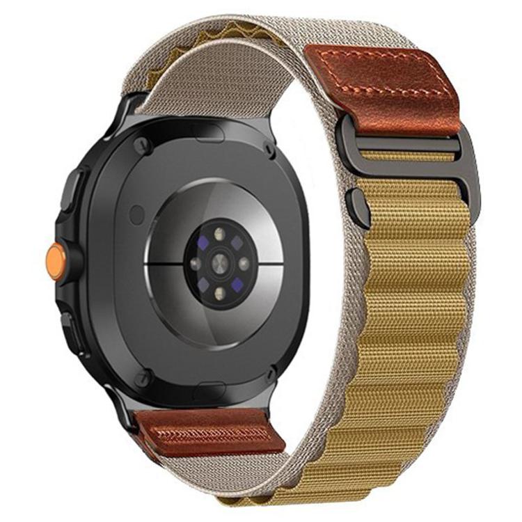 Cinturino per orologio in nylon Alpine con etichetta in ecopelle vegana stile retrò., For Samsung Galaxy Watch8 / Watch8 Classic