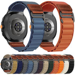 Cinturino per orologio in nylon Alpine con etichetta in ecopelle vegana stile retrò., For Samsung Galaxy Watch8 / Watch8 Classic