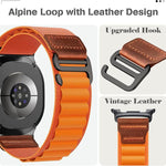 Cinturino per orologio in nylon Alpine con etichetta in ecopelle vegana stile retrò., For Samsung Galaxy Watch8 / Watch8 Classic