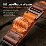Cinturino per orologio in nylon Alpine con etichetta in ecopelle vegana stile retrò., For Samsung Galaxy Watch8 / Watch8 Classic