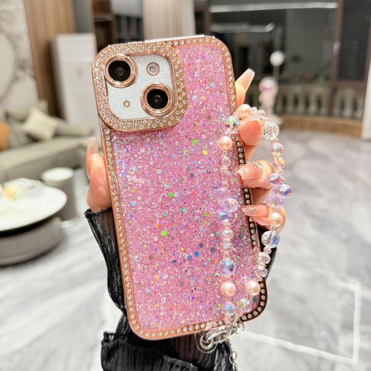 Custodia per telefono in TPU con paillettes glitterate effetto diamante e catena a bracciale, For iPhone 14 Plus, For iPhone 14, For iPhone 14 Pro, For iPhone 14 Pro Max