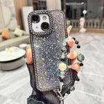 Custodia per telefono in TPU con paillettes glitterate effetto diamante e catena a bracciale, For iPhone 14 Plus, For iPhone 14, For iPhone 14 Pro, For iPhone 14 Pro Max