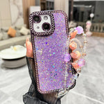 Custodia per telefono in TPU con paillettes glitterate effetto diamante e catena a bracciale, For iPhone 14 Plus, For iPhone 14, For iPhone 14 Pro, For iPhone 14 Pro Max