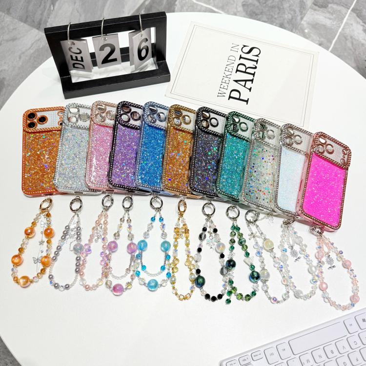 Custodia per telefono in TPU con paillettes glitterate effetto diamante e catena a bracciale, For iPhone 14 Plus, For iPhone 14, For iPhone 14 Pro, For iPhone 14 Pro Max