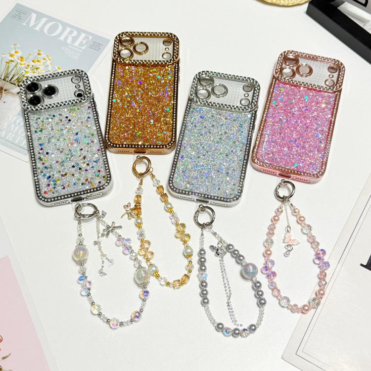 Custodia per telefono in TPU con paillettes glitterate effetto diamante e catena a bracciale, For iPhone 14 Plus, For iPhone 14, For iPhone 14 Pro, For iPhone 14 Pro Max