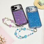 Custodia per telefono in TPU con paillettes glitterate effetto diamante e catena a bracciale, For iPhone 16 Pro Max, For iPhone 16 Pro, For iPhone 16 Plus, For iPhone 16