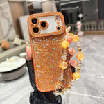 Custodia per telefono in TPU con paillettes glitterate effetto diamante e catena a bracciale, For iPhone 17 Pro Max, For iPhone 17 Pro