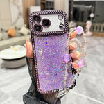 Custodia per telefono in TPU con paillettes glitterate effetto diamante e catena a bracciale, For iPhone 17 Pro Max, For iPhone 17 Pro