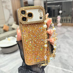 Custodia per telefono in TPU con paillettes glitterate effetto diamante e catena a bracciale, For iPhone 17 Pro Max, For iPhone 17 Pro