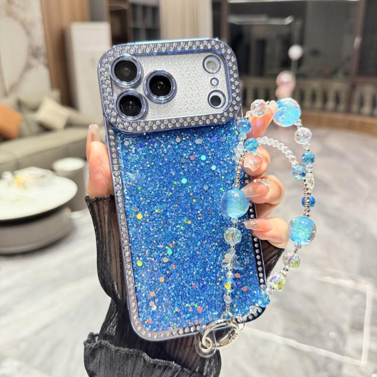 Custodia per telefono in TPU con paillettes glitterate effetto diamante e catena a bracciale, For iPhone 17 Pro Max, For iPhone 17 Pro