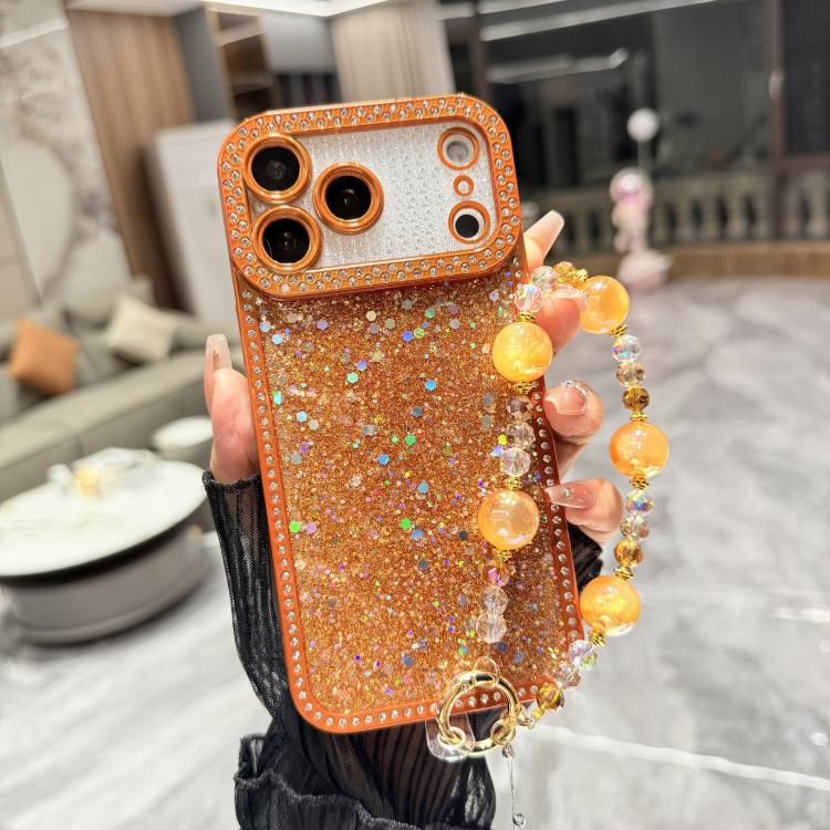 Custodia per telefono in TPU con paillettes glitterate effetto diamante e catena a bracciale, For iPhone 17 Pro Max, For iPhone 17 Pro