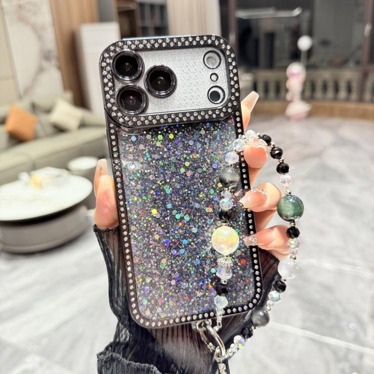 Custodia per telefono in TPU con paillettes glitterate effetto diamante e catena a bracciale, For iPhone 17 Pro Max, For iPhone 17 Pro