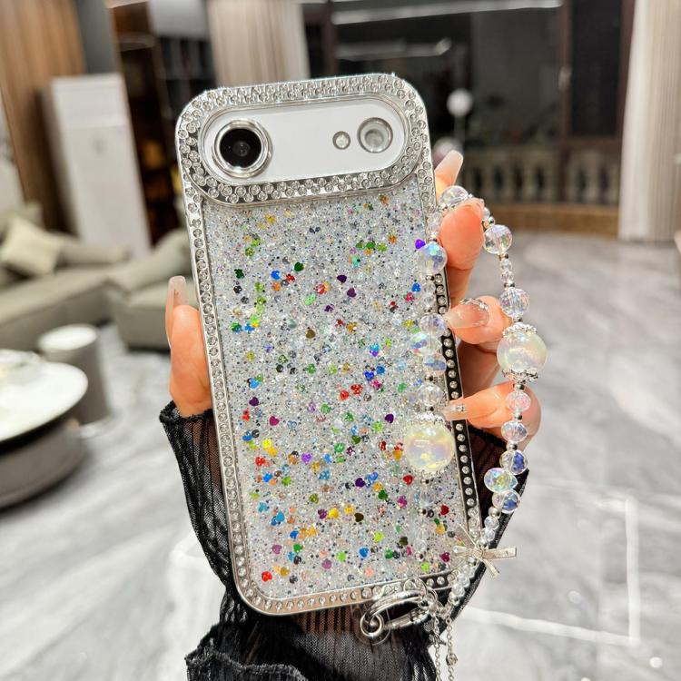 Custodia per telefono in TPU con paillettes glitterate effetto diamante e catena a bracciale, For iPhone 17, For iPhone  Air