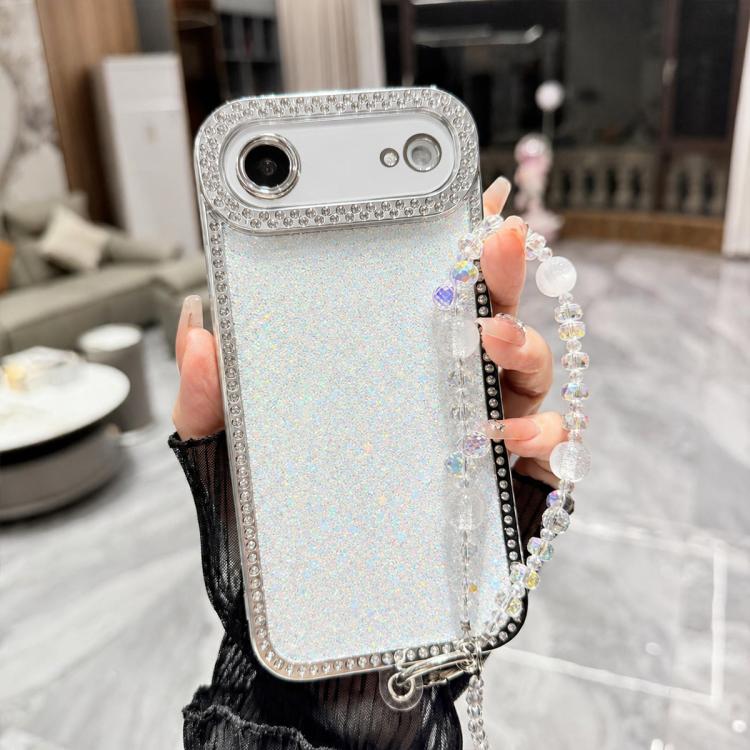 Custodia per telefono in TPU con paillettes glitterate effetto diamante e catena a bracciale, For iPhone 17, For iPhone  Air