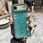 Custodia per telefono in TPU con paillettes glitterate effetto diamante e catena a bracciale, For iPhone 17, For iPhone  Air