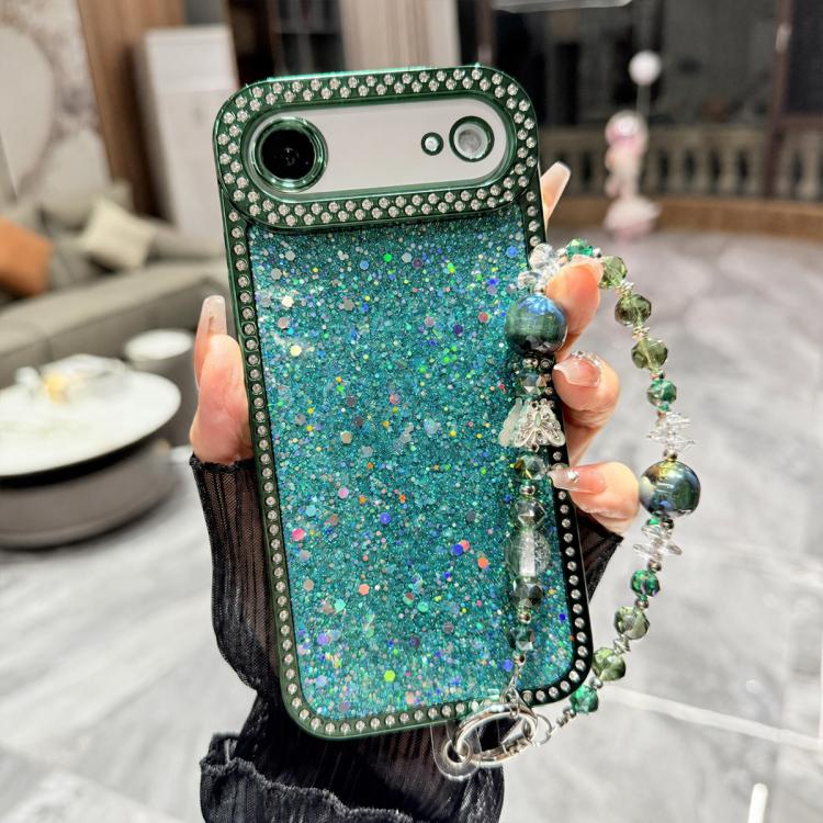 Custodia per telefono in TPU con paillettes glitterate effetto diamante e catena a bracciale, For iPhone 17, For iPhone  Air