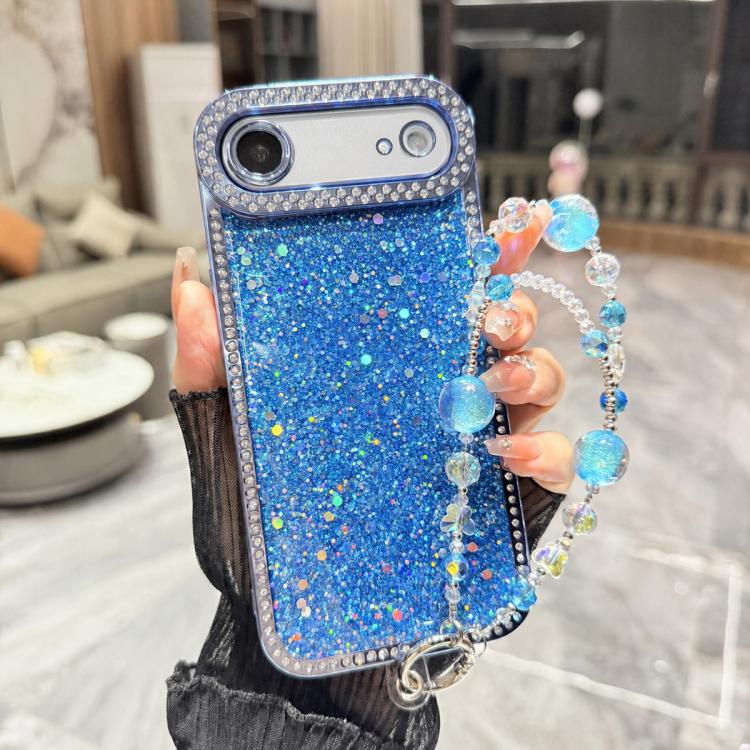 Custodia per telefono in TPU con paillettes glitterate effetto diamante e catena a bracciale, For iPhone 17, For iPhone  Air