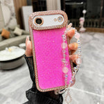Custodia per telefono in TPU con paillettes glitterate effetto diamante e catena a bracciale, For iPhone 17, For iPhone  Air