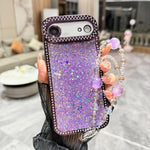 Custodia per telefono in TPU con paillettes glitterate effetto diamante e catena a bracciale, For iPhone 17, For iPhone  Air