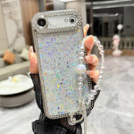 Custodia per telefono in TPU con paillettes glitterate effetto diamante e catena a bracciale, For iPhone 17, For iPhone  Air
