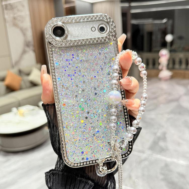 Custodia per telefono in TPU con paillettes glitterate effetto diamante e catena a bracciale, For iPhone 17, For iPhone  Air