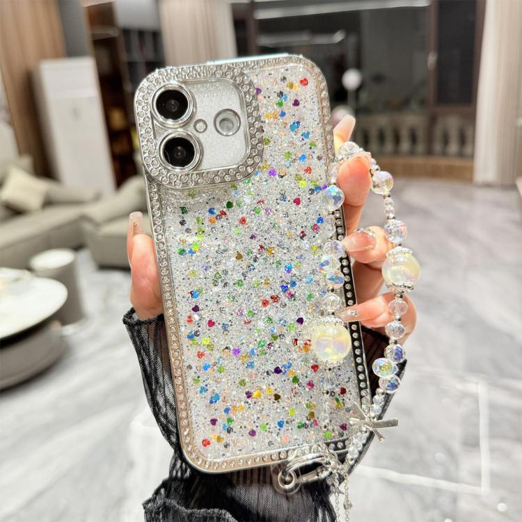 Custodia per telefono in TPU con paillettes glitterate effetto diamante e catena a bracciale, For iPhone 17, For iPhone  Air