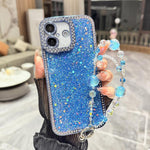 Custodia per telefono in TPU con paillettes glitterate effetto diamante e catena a bracciale, For iPhone 17, For iPhone  Air
