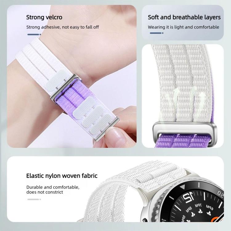 Cinturino per orologio con chiusura in metallo, in nylon traspirante a doppia maglia, effetto nuvola, con passante in nylon., For Samsung Galaxy Watch8 / Watch8 Classic