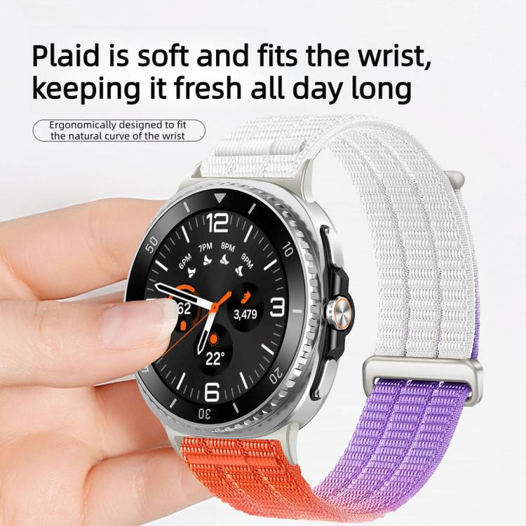 Cinturino per orologio con chiusura in metallo, in nylon traspirante a doppia maglia, effetto nuvola, con passante in nylon., For Samsung Galaxy Watch8 / Watch8 Classic