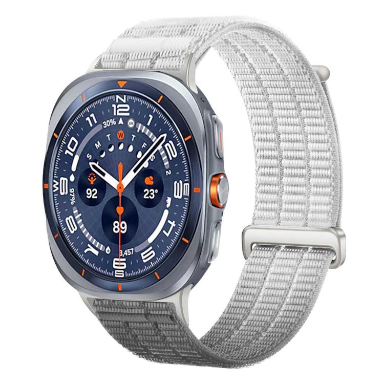 Cinturino per orologio con chiusura in metallo, in nylon traspirante a doppia maglia, effetto nuvola, con passante in nylon., For Samsung Galaxy Watch Ultra 47mm / Ultra 2025