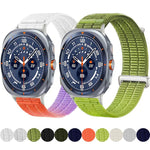 Cinturino per orologio con chiusura in metallo, in nylon traspirante a doppia maglia, effetto nuvola, con passante in nylon., For Samsung Galaxy Watch Ultra 47mm / Ultra 2025