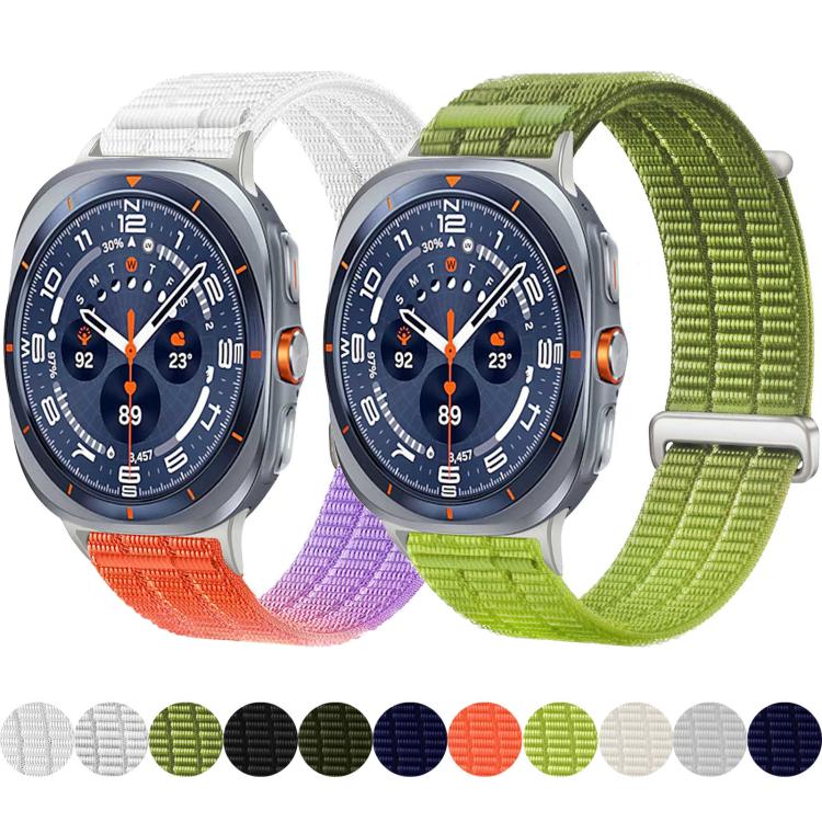Cinturino per orologio con chiusura in metallo, in nylon traspirante a doppia maglia, effetto nuvola, con passante in nylon., For Samsung Galaxy Watch Ultra 47mm / Ultra 2025