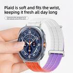 Cinturino per orologio con chiusura in metallo, in nylon traspirante a doppia maglia, effetto nuvola, con passante in nylon., For Samsung Galaxy Watch Ultra 47mm / Ultra 2025